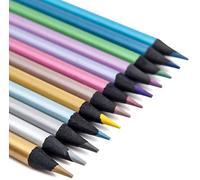 Madeki 12 Crayons de Couleur Métallisés pour Coloriages, Dessins et Faire des Cartes de Vœux