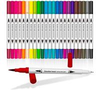 Madeki Feutres Coloriage, 24 Couleurs Double Pointes Fine 0.4mm et Pinceau 2mm Pour Dessin, Bullet Journal, Mandalas, Calligraphie