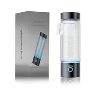 madeking Hydrogen Water Bottle Generator - 400ml Rechargeable Hydrogen Water Ionizer Machine, Portable Hydrogen Rich Water Cup Maker,Glass Hydrogen Water Bottle Good for Travel, Sports, Gift (noir)
