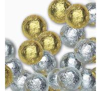 Madelaine Premium Christmas Solid Milk Chocolate Balls - Individually Wrapped in Gold and Silver Italian Foils - Holiday Candy (1 LB)