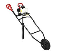 Madelynn Tarière à gaz à 2 temps avec chariot manuel, 63 cm³ Tarière à essence 2,2 kW avec foret, flacon mélangeur de carburant et entonnoir, pour terre, saleté, glace, sable fin