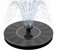 Mademax Fontaine solaire 1 W pour bain d'oiseaux, fontaine solaire avec 6 buses, pompe à eau flottante autoportante pour bain d'oiseaux, jardin, étang, piscine, extérieur