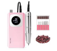 Madenia Ponceuse pour Ongles Professionnelle 45000RPM, Lime à Ongle Electrique Rechargeable Avec Affichage LCD, 6 en 1 Ponceuse Ongle pour Pédicure Manucure pour Salon/Maison (Rose)