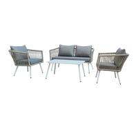 MADERE - Salon de jardin complet Blanc