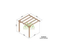 Maderland Pergola accollée Andorra – Bois lamellé-collé 300 x 300 cm Marron