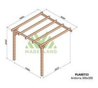 Pérgola laminada adosada de