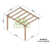 Maderland - Pergola accolée en bois lamellé-collé Andorra 400 x 300 cm G