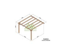 Pergola jardin adossé en bois : ANDORRE : 400 x 400 cm
