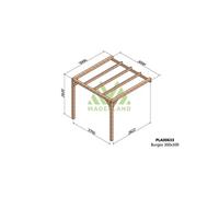 Maderland - Pergola accolée en bois lamellé-collé Burgos 300 x 300 cm