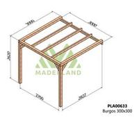 Maderland - Pergola accolée en bois lamellé-collé Burgos 300 x 300 cm G