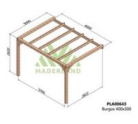 Pergola Accolée En Bois Lamellé-Collé Burgos 400 X 300 Cm Marron