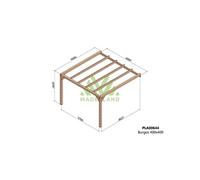 Pergola jardin adossé en bois : BURGOS : 400 x 400 cm
