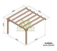 Maderland - Pergola accolée en bois lamellé-collé Sevilla 400 x 400 cm