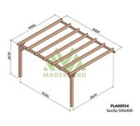 Maderland - Pergola accolée en bois lamellé-collé Sevilla 500 x 400 cm G