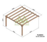 Maderland - Pergola accolée en bois lamellé-collé Sevilla 500 x 500 cm G