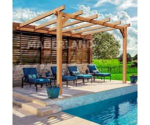 Maderland Pergola adossée Bois - Le Mans, Dimensions 300 x 300 cm, Ancrage