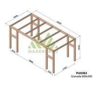 Maderland - Pergola en bois lamellé-collé Granada 600 x 300 cm G