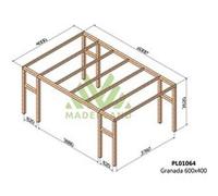 Maderland - Pergola en bois lamellé-collé Granada 600 x 400 cm