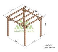 Maderland - Pergola en bois lamellé-collé Linares 300 x 300 cm G
