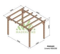 Maderland - Pergola en bois lamellé-collé Linares 400 x 300 cm