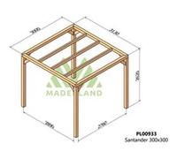 Maderland - Pergola en bois lamellé-collé Santander 300 x 300 cm G