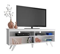 MADESA - Meuble TV Moderne, Meuble TV, Meuble de Salon, Meuble TV Bois, Meuble TV avec Rangement, Console TV avec 4 Étagères et Un Super Espace de Rangement 65’’, 150 x 38 x 58 cm, Bois, Blanc