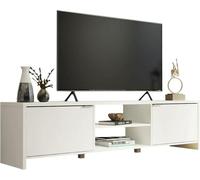 MADESA Meuble TV pour téléviseur 75", console TV avec 2 étagères et 2 portes, grand meuble TV, bois, 48 x 38 x 180 cm - Blanc