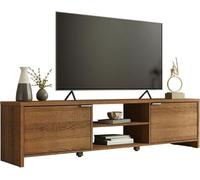 MADESA Meuble TV pour téléviseur 75 pouces, console TV avec 2 étagères et 2 portes, grand meuble TV, bois, 48 x 38 x 180 cm - Rustique