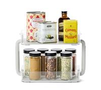 madesmart Organiseur à épices de cuisine multifonction en plastique à 2 niveaux, étagère à épices pour rangement d'armoire, gris