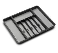 madesmart, Plateau Extensible pour argenterie, Collection Classique, 8 Compartiments, revêtement Doux, Facile à Nettoyer, sans BPA, Granit