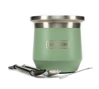 MADFLOW Calebasse Maté - Tasse Inox et 2 Bombillas Maté, Tasse Double Paroi Isolée, Kit Maté Original avec Tasse Maté et Bombilla Maté pour une Dégustation Traditionnelle