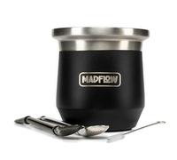 MADFLOW Calebasse Maté - Tasse Inox et 2 Bombillas Maté, Tasse Double Paroi Isolée, Kit Maté Original avec Tasse Maté et Bombilla Maté pour une Dégustation Traditionnelle