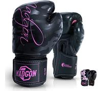 MADGON Gants de Boxe Femme - Matériau Premium Solidité Remarquable - Gants de Boxe - Gants MMA, Arts Martiaux, Entraînement et Boxe - Excellente Absorption des Chocs - Sac Inclus