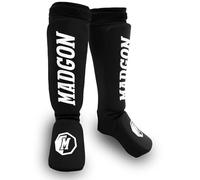 MADGON Protège Tibias Boxe à Ajustement Parfait et Rembourrage Optimal - Protège Tibia Minimisant la Transpiration Protège Tibia Boxe Thaï, et pour Arts Martiaux, MMA, Kickboxing avec Pochette