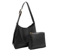 MadGrandeur Sac à bandoulière en cuir synthétique pour femme, sac à bandoulière Designger pour femme, grand sac à main fourre-tout rétro végétalien avec portefeuille, noir, Large