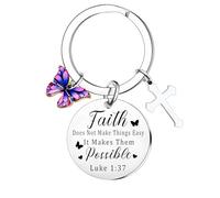 MADHAHEFU Porte-clés chrétien pour femme, papillon, croix, verset de la Bible, cadeaux religieux pour pasteur, maman, sœur