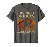Madison Bridges Chemise Style rétro Motif Pont Couvert de l'Iowa T-Shirt