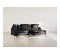 Lisa Design - Madison - Canapé d'angle réversible 4 Places en Tissu texturé, Noir