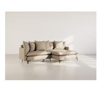 Lisa Design - Madison - Canapé d'angle réversible 4 Places en Tissu texturé, Taupe