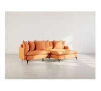Lisa Design - Madison - Canapé d'angle réversible 4 Places en Tissu texturé, Terracotta