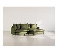 Lisa Design - Madison - Canapé d'angle réversible 4 Places en Tissu texturé, Vert