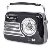 MADISON - FREESOUND-VR40B - Radio Vintage de 30W sur Batterie Longue autonomie avec Bluetooth, USB et FM - Noir
