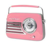 MADISON - FREESOUND-VR40P - Radio Vintage de 30W sur Batterie Longue autonomie avec Bluetooth, USB et FM - Rose