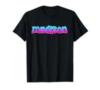 Madison Graffiti Nom personnalisé Bleu Rose Femmes Filles T-Shirt Graphique avec Valeur