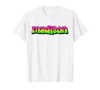 Madison Graffiti Nom personnalisé Vert Rose Femmes Filles T-Shirt