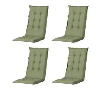 Madison Lot de 4 coussins de chaise à dossier haut, pour intérieur/extérieur, confortables et élégants, pour chaises en bois, acier ou plastique, vert, PHOSA044