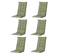 Madison Lot de 6 coussins de chaise à dossier haut, pour intérieur/extérieur, confortables et élégants, pour chaises en bois, acier ou plastique, vert, PHOSA044