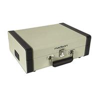 Madison - MAD-RETROCASE-CR - Mallette tourne-disque (33, 45, 78 tours) rétro avec haut-parleurs intégrés, Bluetooth, USB, SD - Adaptateur 45 tour inclus - Crème beige