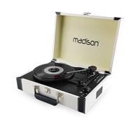 Madison Malette Tourne-disques - BT/USB/SD/Fonction Enregistrement - Crème RETROCASE-CR MAD-RETROCASE-CR