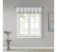 Madison Park Amherst Polyoni Cantonnière plissée pour fenêtre Bleu Sarcelle Gris 127 x 45 cm